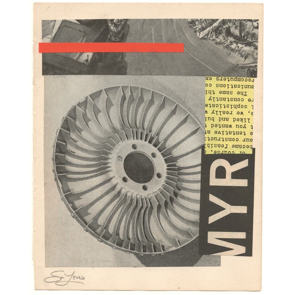 Original Mixed Media Modern Art Collage "Myr" 5.25x6.75" Signed